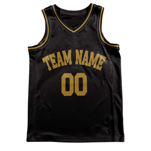 Conjunto de Uniforme de Baloncesto Retro Negro Personalizado, Jersey con Texto Dorado, Pantalones Cortos, Nombre del Equipo y Número Retro, Diseño Clásico - Product Image 3