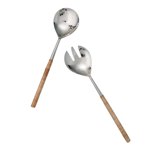 Ensemble de 2 cuillères à salade en laiton, finition dorée polie, manche moderne en laiton, pour la cuisine et la maison, ustensiles de service, couverts en métal. - Product Image 2