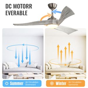 Ventilatore da Soffitto da 52 Pollici in Nichel Spazzolato con Telecomando a 6 Velocità, Motore DC a Risparmio Energetico, Varie Opzioni di Illuminazione - Product Image 3