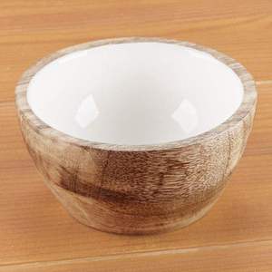Bol en bois émaillé artisanal et écologique, plat de service en bois naturel pour fruits, collations, desserts, usage domestique - Product Image 1