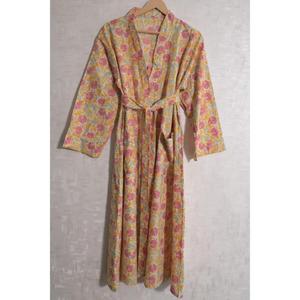 Bata Kimono de Algodón con Estampado Floral para Mujer, Estilo Boho, Hecha a Mano, Ligera, para Descansar, Regalo de Cumpleaños - Product Image 1