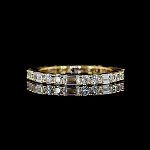Anillo de Eternidad con Diamantes Cultivados en Laboratorio, Corte Redondo y Esmeralda, Oro 10K 14K 18K, Plata 925 935, Joyería Fina de Lujo para Aniversario de Bodas - Product Image 1