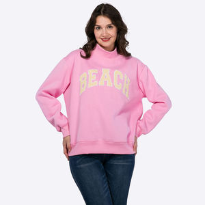 Sudadera Oversize Personalizada de Felpa Estampada con Cuello Alto para Mujer, Estética Minimalista, Logotipo Frontal, Cortavientos y Transpirable - Product Image 6