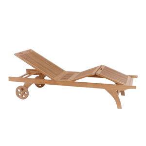 Tumbona de Madera de Teca Resistente, Ideal para Relajarse en la Playa o Junto a la Piscina, con Respaldo Ajustable en Altura - Product Image 1