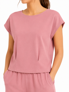 Premium Women's Pink Co Ord <b>Set</b> Casual <b>Two</b> <b>Piece</b> Outfit Oversized Cap Sleeve Top Wide Leg Palazzo Pants Matching <b>Lounge</b> <b>Set</b> Soft - Product Image 4