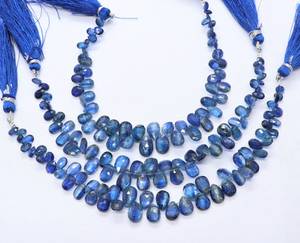Perles de kyanite bleue naturelle facettées en forme de poire, 4x6-6x8 mm, perles de pierres précieuses kyanite, 7 pouces, perles de kyanite bleue pour la création de bijoux - Product Image 4