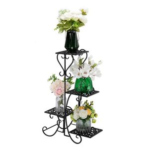 Artisasset Scaffale portaoggetti nero verniciato da 32,3 pollici di altezza con 4 scomparti a forma di supporto per piante in vaso - Product Image 6