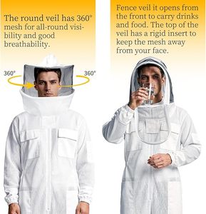 Combinaison d'apiculteur premium à 3 couches ultra-ventilée pour hommes et femmes avec deux voiles d'apiculture amovibles - Product Image 6