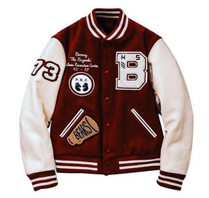 Blouson universitaire unisexe personnalisé en laine, en polaire tricotée, OEM, léger, style bomber, avec fermeture éclair et col rond, vente en gros - Product Image 3