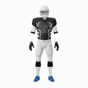 Uniforme de Fútbol Americano para Hombre, Jersey Sublimado en Blanco y Negro, Personalizado para Equipo, Manga Corta, Absorbente de Humedad, Ajustado, 100% Poliéster - Product Image 1
