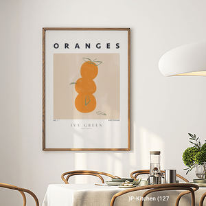 Impression sur toile pour cuisine, affiche illustrative minimaliste de fruits oranges, décoration murale scandinave pour cuisine - Product Image 3