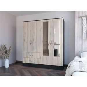 Armoire camera da letto nero e grigio chiaro Ron guardaroba elegante per la decorazione della casa - Product Image 1