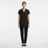 Uniforme d'esthéticienne personnalisé avec logo, robe tunique zippée sur le devant pour femme, manches courtes, col en V, tenue de travail pour salon de beauté, vente en gros