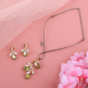 Lisa Polki Designer <b>Gold</b> Plated Zircon Necklace and <b>Earring</b> <b>Set</b> for Wedding and Festival - Product Image 1