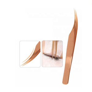 Pince à épiler professionnelle en acier inoxydable pour extensions de cils, anti-statique, anti-magnétique, à pointe incurvée, outil de salon de beauté, couleur marron, Kaamir - Product Image 3