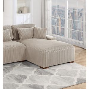 Divano Sezionale Moderno a 2 Pezzi XL in Tessuto Corduroy Felpato Colore Cammello, Divano LAF con Chaise Longue RAF per Soggiorno - Product Image 4