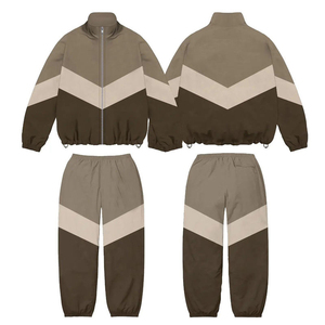 Nuevo Conjunto Deportivo de 2 Piezas para Mujer, Chaqueta Corta con Cremallera y Pantalones de Nailon con Bloques de Color, Logotipo Personalizado - Product Image 3