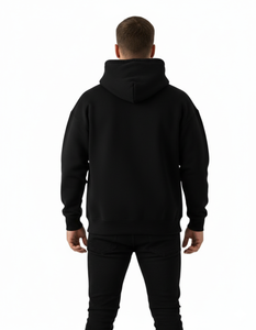 Sudadera con Capucha Negra Lisa Unisex de Alta Calidad, con Cierre Completo, Forro Polar Grueso y Cálido, Estilo Casual Urbano, OEM 100% Algodón, Invierno - Product Image 5