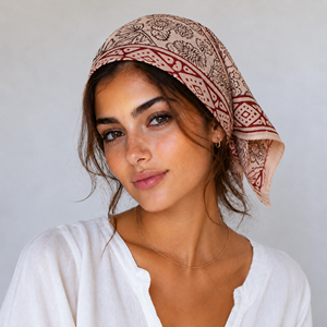 New Handmade Cotton Bandana Scarf Floral Boho Style Summer Unisex Casual <b>Beach</b> Wear Square Handkerchief Hand Block Printed - Product Image 1
