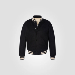 OEM Men's Varsity <b>Jacket</b> Stand Vintage Custom Logo <b>Leather</b> Baseball Bomber <b>Jacket</b> For Men's Breathable - Product Image 1