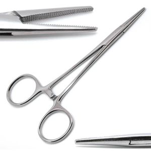 Pince hémostatique Halsted pour moustiques, 5 pouces, droite, à poignée verrouillable, en acier inoxydable, instrument chirurgical vétérinaire - Product Image 1