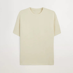 เสื้อยืดคอกลมแขนสั้นทรงโอเวอร์ไซส์สีพื้นสำหรับผู้ชาย สไตล์ลำลอง ผ้าเจอร์ซีย์ถักจากผ้าฝ้าย 100% - Product Image 2