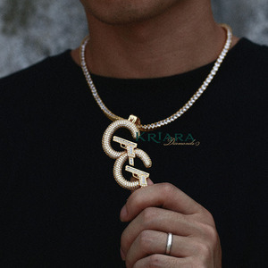 Colgante de Letra G con Diamante Cultivado en Laboratorio, Chapado en Rodio y Oro sobre Plata 925, Joyería Hip Hop para Hombre, Corte Redondo, Regalo - Product Image 3