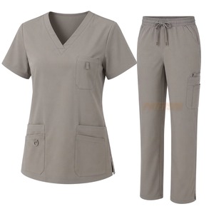 Vêtements médicaux pour femmes en gros : Blouse col en V et pantalon jogger en mélange de coton, uniforme d'infirmière et de personnel de santé, fournisseur de vêtements sous marque privée - Product Image 6