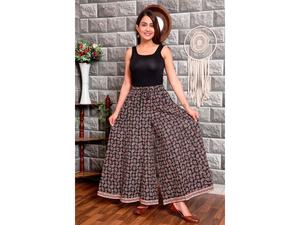 Pantalon long ample d'été pour femmes taille élastique Premium Feel imprimé pantalon décontracté Offre Spéciale avec deux poches Logo plat - Product Image 4