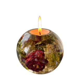 Floral Resin Tealight Candle Holder Sphere Flower Preservation <b>Wedding</b> <b>Keepsake</b> & Home Decor Centerpiece Preserved Purple Petals - Product Image 5