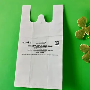 Sacs de courses biodégradables et compostables en PE de marque UKHI, imprimés flexo, thermosoudés, commandes personnalisées acceptées - Product Image 2