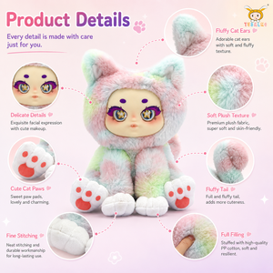 TUSALMO Simpatici Giocattoli di Peluche a Forma di Gatto da 21CM Personalizzabili per Bambini, Bambola Animale all'Ingrosso, Morbida Bambola di Peluche a Forma di Gatto Cartone Animato con Grandi Occhi in Cotone PP, OEM ODM - Product Image 3