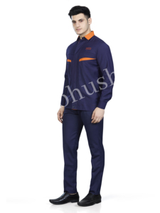Traje de Trabajo Personalizado para Hombre, Diseño de Electricista, Antiestático, con Detalles en Naranja, Algodón Transpirable, Industrial - Product Image 1