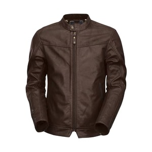 Veste en cuir véritable marron pour homme, design tendance hiver 2025, prix abordable - Product Image 1