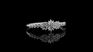 White gold floral <b>bracelet</b> with marquise and round lab grown diamonds in luxury design Elegant Flower Style Lab Grown Diamond Br - Product Image 2