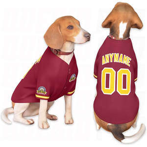 Camiseta de béisbol para mascotas, tejida, para primavera, otoño y verano, con lazo, ropa para perros, camisa deportiva de béisbol para perros, transpirable, ligera y bonita - Product Image 1