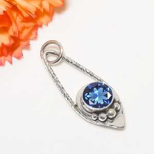 Pendentif en tourmaline bleu turquoise, argent sterling 925, collier artisanal en pierres précieuses, bijoux de luxe, cadeau pour femme - Product Image 3