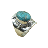 Bague artisanale en argent sterling 925 avec turquoise bleue, bijoux bohèmes, bijoux tribaux, cadeau de créateur pour homme, femme, unisexe