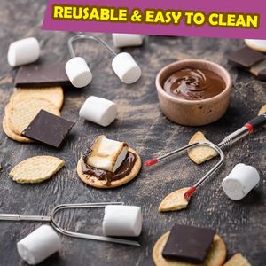 Set di 5 Bastoncini Telescopici Lunghi per Arrostire Marshmallow, per Griglia da Falò e Braciere, per Hot Dog e S'mores, Griglie da Campeggio Resistenti - Product Image 4
