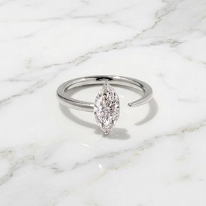 Bague ouverte en moissanite taille marquise 1 carat, en argent 925 ou plaqué or rose ou jaune, bijoux raffinés pour anniversaire, fête, ou comme breloque pour femme - Product Image 4