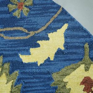 Tapis rond en laine tufté à la main, bleu, design abstrait moderne, tapis artisanal écologique pour salon et décoration intérieure - Product Image 5