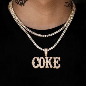 VVS Moissanite tachonado chapado en oro plata esterlina 925 para colgante personalizado ciudad fuente nombre Unisex Hip Hop completo helado joyería fiesta - Product Image 1