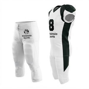 White Black Heat-Transfer Printed Football Jersey <b>Padded</b> <b>Pants</b> Set Two Color Sportswear Team Kit Personalized Unisex Adult 100% - Product Image 3
