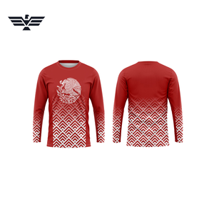 Jersey de Motocross Rosa de Manga Larga con Estampado de Águila Mexicana, Diseño Sublimado, Unisex para Adultos, Primavera/Verano, Secado Rápido, % Poliéster - Product Image 3