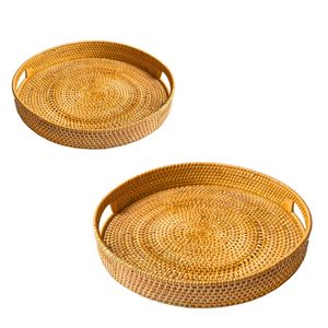 Round Wicker RATTAN <b>BASKET</b> / <b>TRAY</b> Rattan <b>Tray</b> Natural Wicker <b>Tray</b> for Home Decor - Product Image 1
