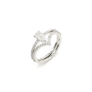 Ready To Stock Diamond <b>Ring</b> 7x5mm Pear Cut White Diamond Stackable <b>Ring</b> with 14k Fine White Gold Promise <b>Ring</b> For <b>Couple</b> US-7 - Product Image 6