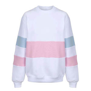 Sudadera de Cuello Redondo con Bloques de Color para Mujer, Manga Larga, Tejida, Informal, para Otoño, 100% Algodón, Transpirable, Corte Regular - Product Image 1