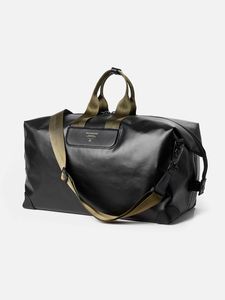 Bolsa de Viaje de Fin de Semana BELLSPENCER Unisex de Lujo, de Nailon, Gran Capacidad, con Cierre de Cremallera, Color Negro con Correas Color Oliva, Resistente - Product Image 1