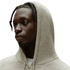 Sweat à capuche zippé en tricot beige avec emblème – Confortable et élégant pour hommes et femmes, idéal pour le quotidien et les tenues décontractées - Product Image 4