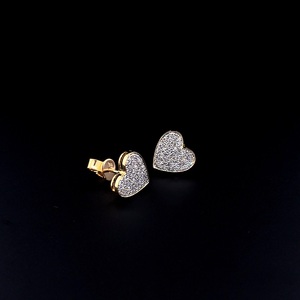 Pendientes de Plata 925 con Baño de Oro Vermeil, Diseño de Corazón con Racimo de Diamantes de Laboratorio con Corte Brillante |   Pendientes de Diamantes con Forma de Corazón para Mujer - Product Image 3